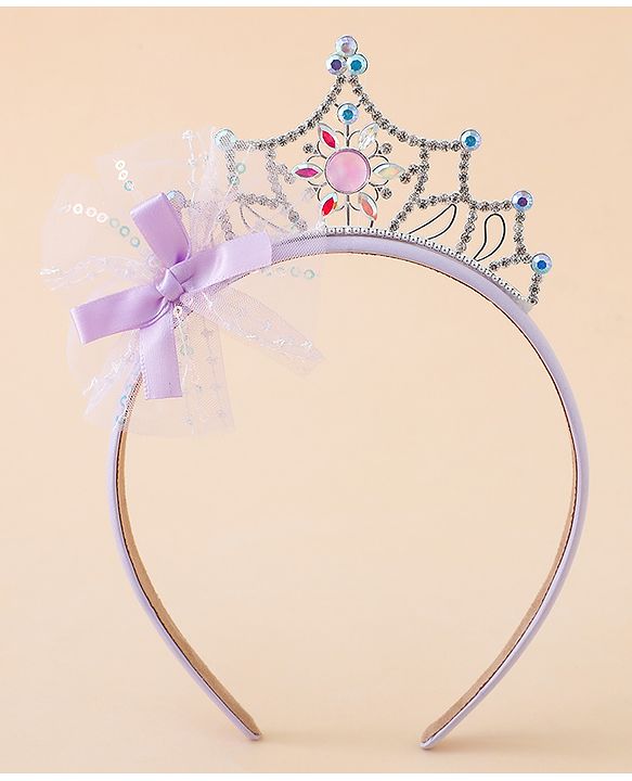 Babyhug Free Size Hair Bands With Embellished Bow Applique - Purple