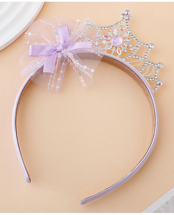 Babyhug Free Size Hair Bands With Embellished Bow Applique - Purple