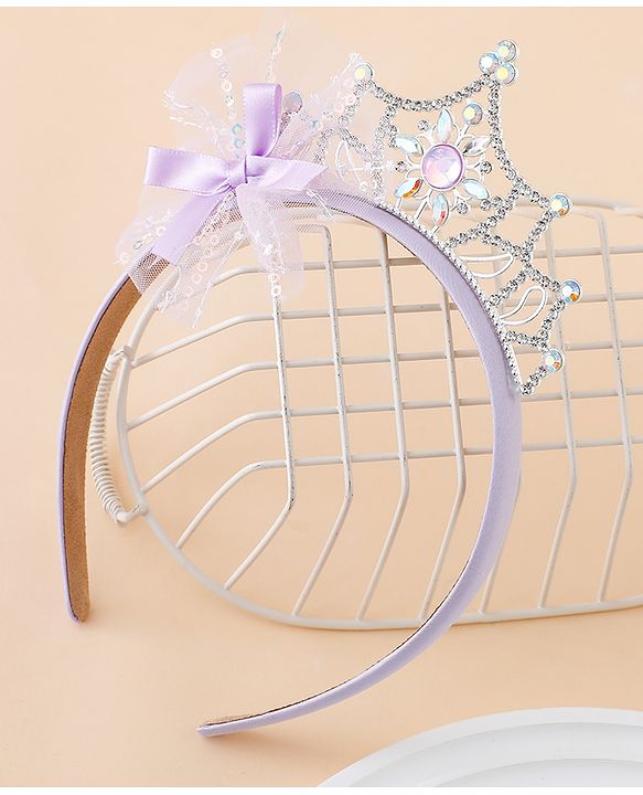 Babyhug Free Size Hair Bands With Embellished Bow Applique - Purple