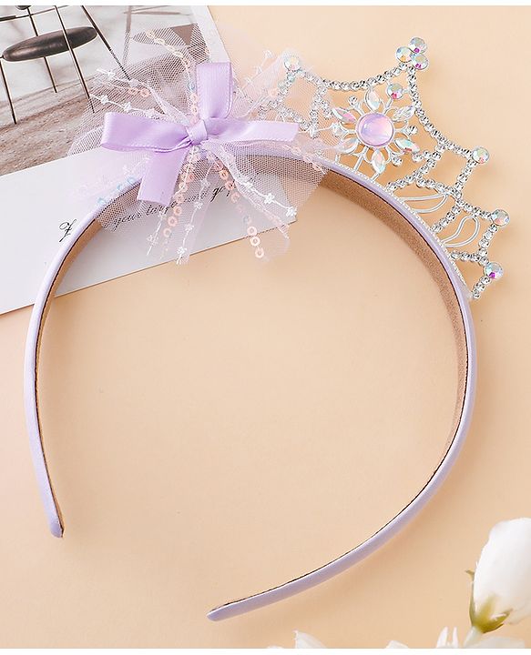 Babyhug Free Size Hair Bands With Embellished Bow Applique - Purple
