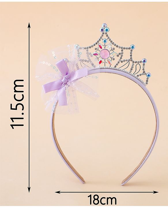Babyhug Free Size Hair Bands With Embellished Bow Applique - Purple
