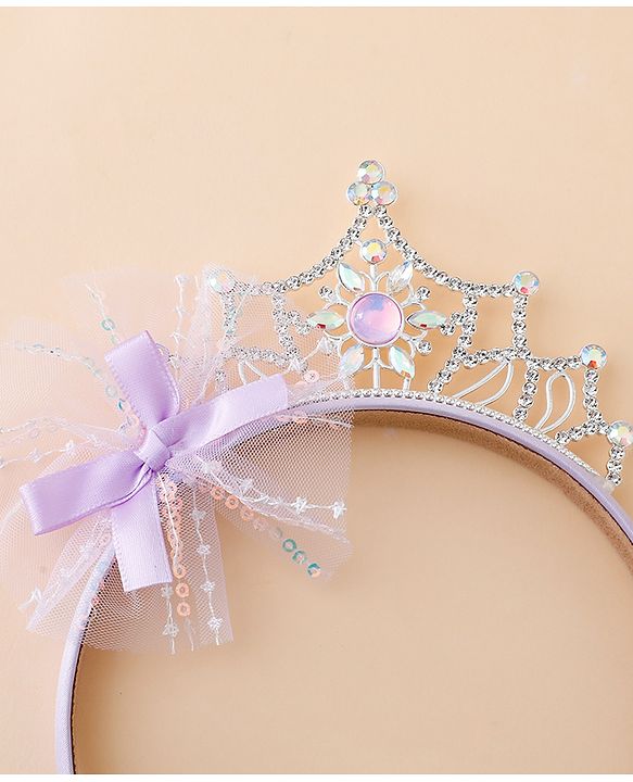 Babyhug Free Size Hair Bands With Embellished Bow Applique - Purple