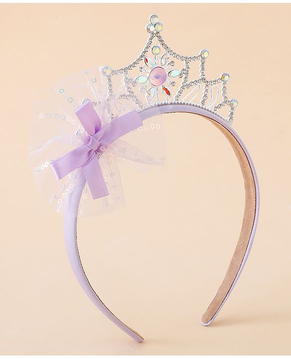 Babyhug Free Size Hair Bands With Embellished Bow Applique - Purple