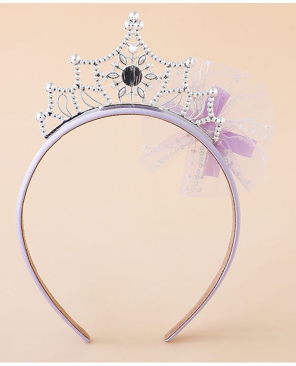 Babyhug Free Size Hair Bands With Embellished Bow Applique - Purple