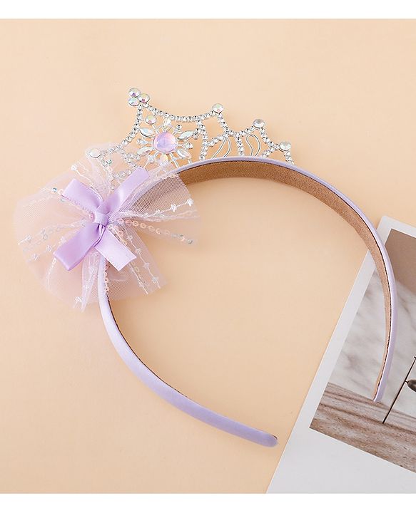 Babyhug Free Size Hair Bands With Embellished Bow Applique - Purple