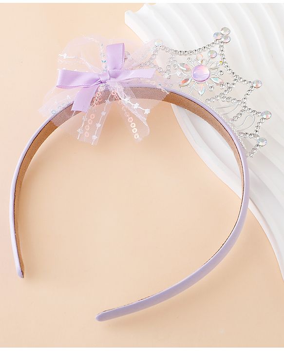 Babyhug Free Size Hair Bands With Embellished Bow Applique - Purple