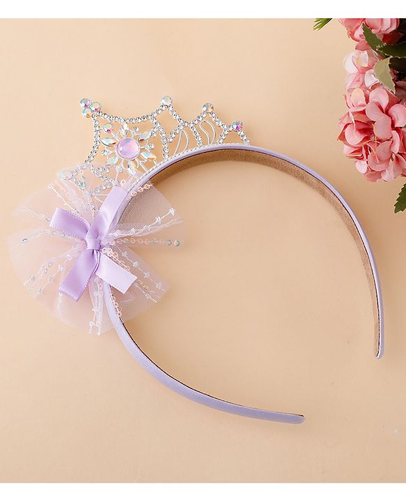 Babyhug Free Size Hair Bands With Embellished Bow Applique - Purple