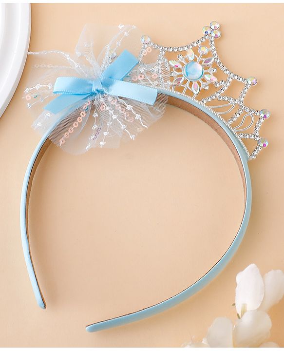 Babyhug Free Size Hair Bands With Embellished Bow Applique - Blue