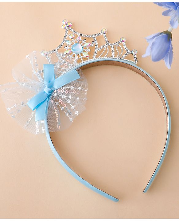 Babyhug Free Size Hair Bands With Embellished Bow Applique - Blue