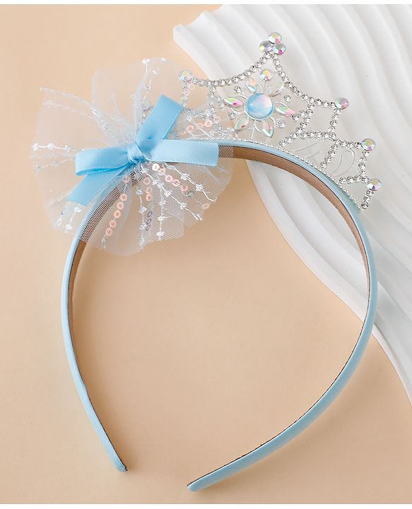 Babyhug Free Size Hair Bands With Embellished Bow Applique - Blue