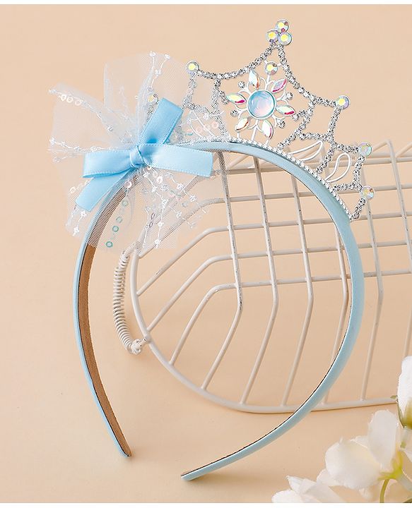 Babyhug Free Size Hair Bands With Embellished Bow Applique - Blue