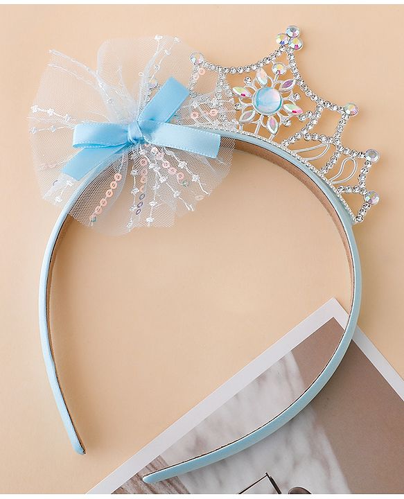 Babyhug Free Size Hair Bands With Embellished Bow Applique - Blue