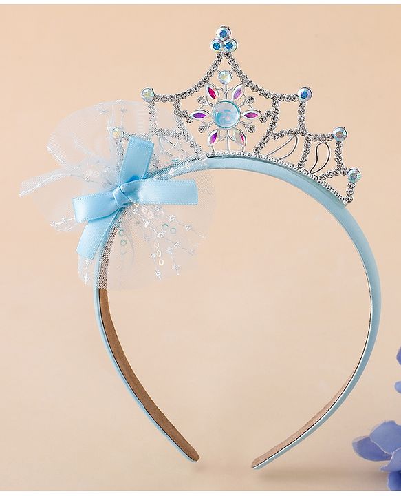 Babyhug Free Size Hair Bands With Embellished Bow Applique - Blue