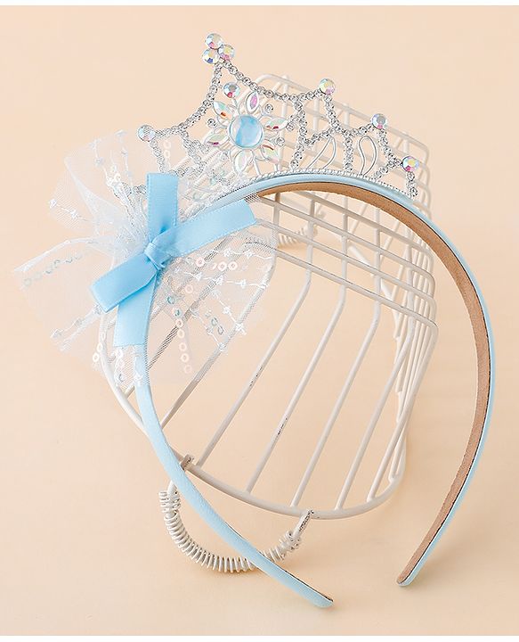 Babyhug Free Size Hair Bands With Embellished Bow Applique - Blue