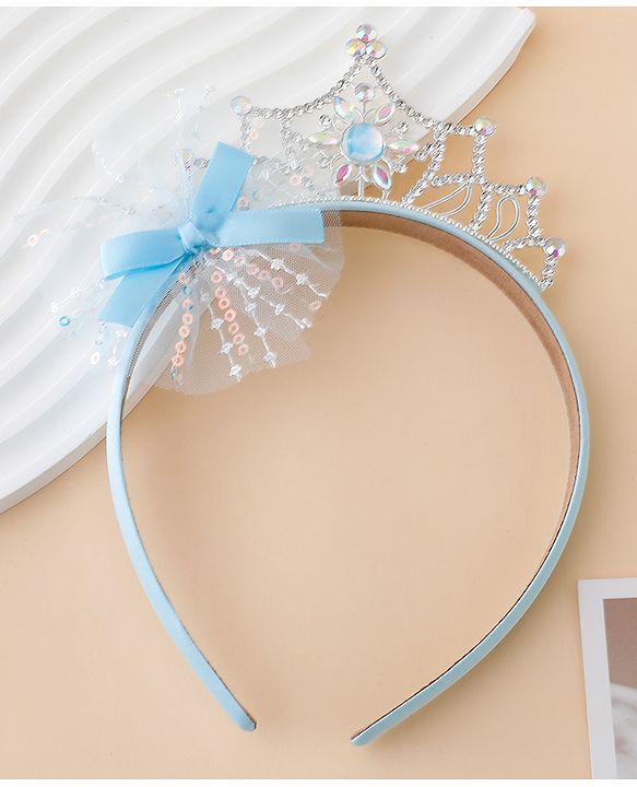 Babyhug Free Size Hair Bands With Embellished Bow Applique - Blue