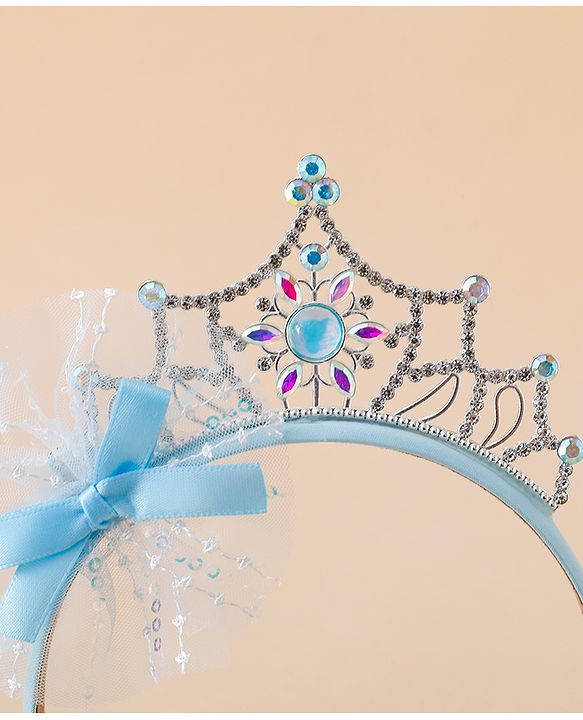 Babyhug Free Size Hair Bands With Embellished Bow Applique - Blue