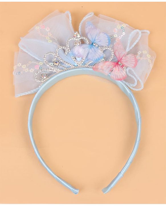 Babyhug Hair Band With Bow Applique - Blue