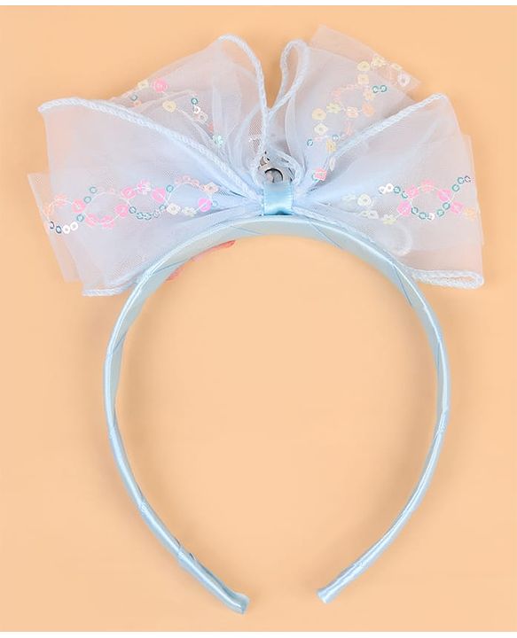 Babyhug Hair Band With Bow Applique - Blue