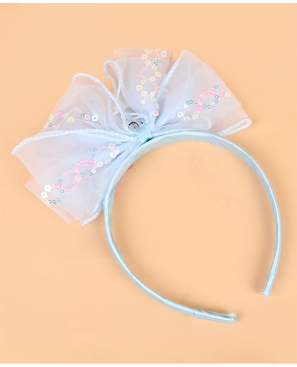 Babyhug Hair Band With Bow Applique - Blue