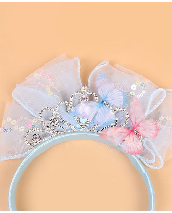 Babyhug Hair Band With Bow Applique - Blue