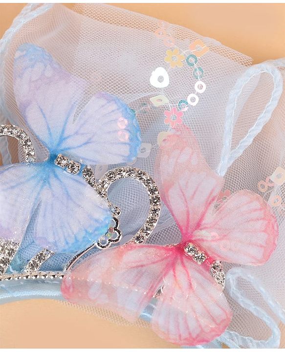 Babyhug Hair Band With Bow Applique - Blue