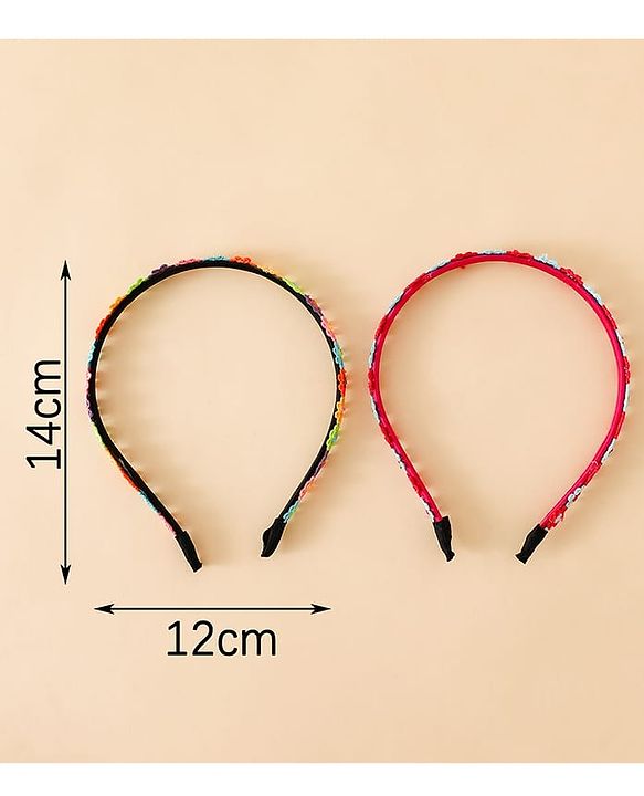Babyhug Floral Applique Detailed Hair Band Pack of 2 - Red and Blue