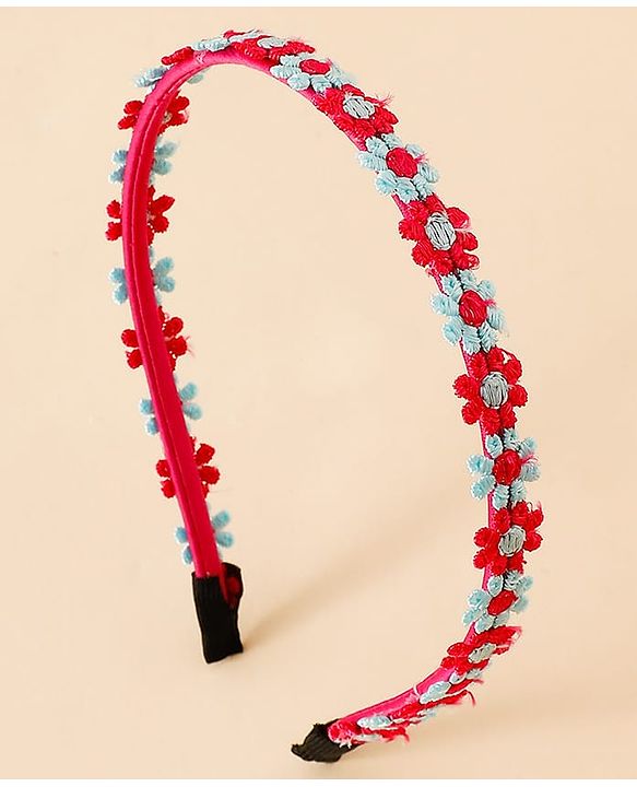 Babyhug Floral Applique Detailed Hair Band Pack of 2 - Red and Blue