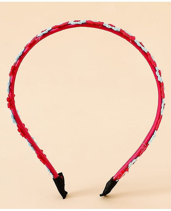 Babyhug Floral Applique Detailed Hair Band Pack of 2 - Red and Blue