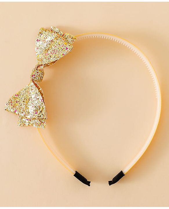 Babyhug Hair Band With Bow Applique - Gold
