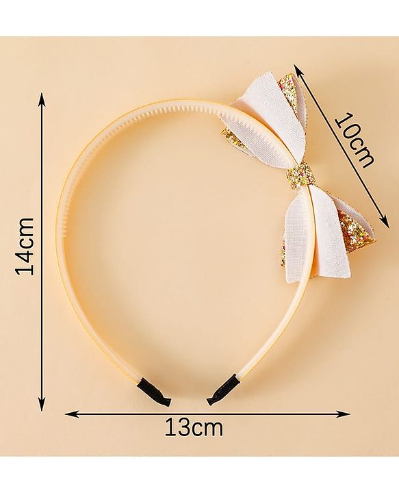 Babyhug Hair Band With Bow Applique - Gold