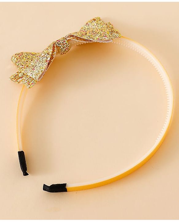Babyhug Hair Band With Bow Applique - Gold
