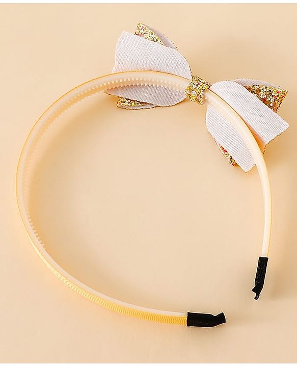 Babyhug Hair Band With Bow Applique - Gold