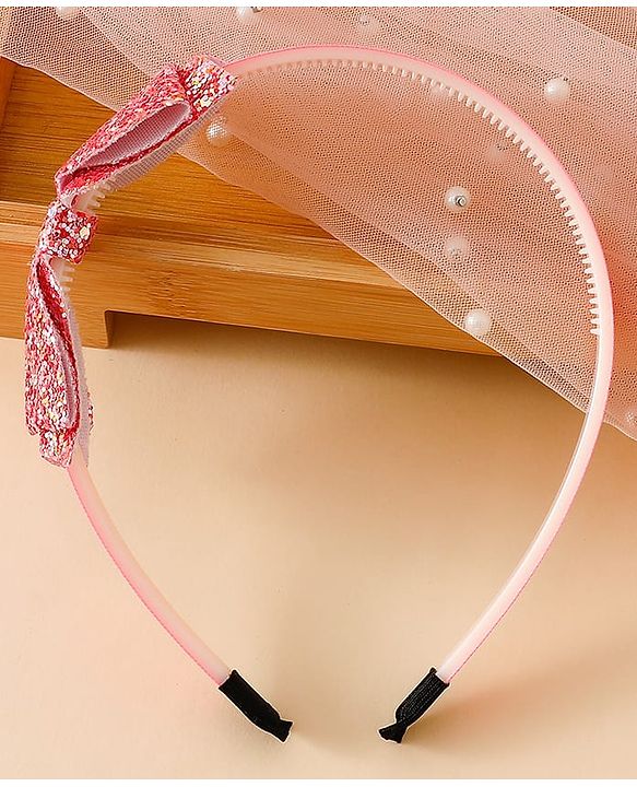 Babyhug Hair Band With Bow Applique - Gold