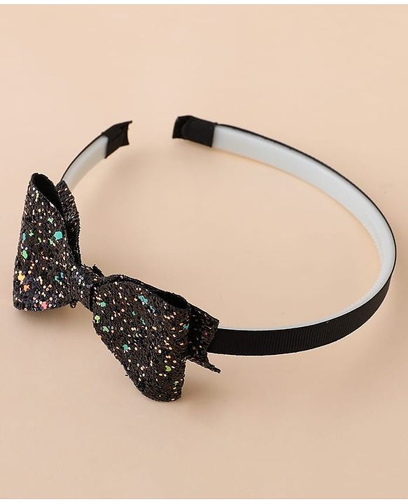 Babyhug Hair Band With Bow Applique - Gold