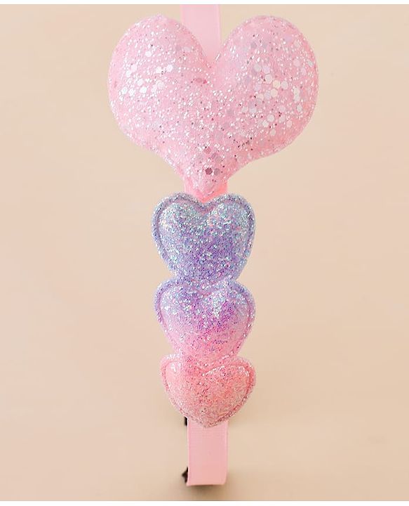 Babyhug Glitter Heart Hair Band -Free Size-Pink