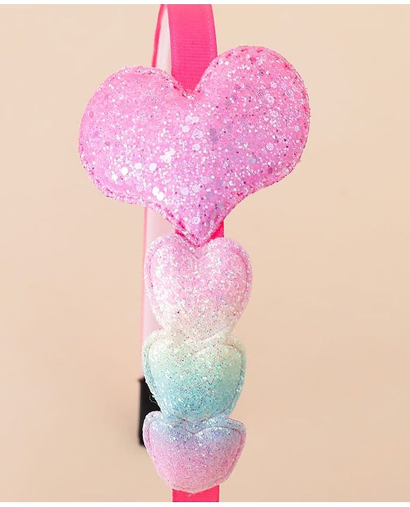Babyhug Glitter Heart Hair Band -Free Size-Pink