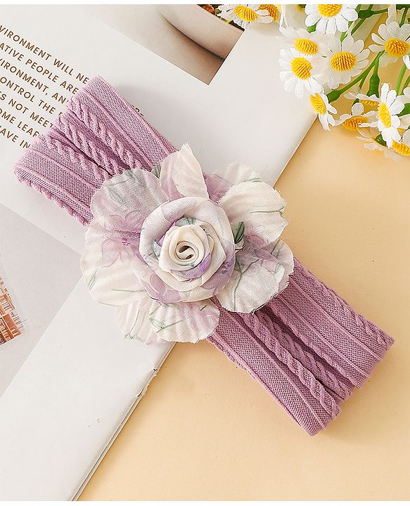 Babyhug Floral Applique Headband- Purple