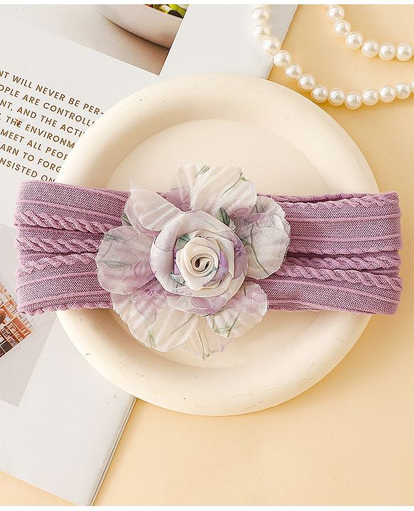 Babyhug Floral Applique Headband- Purple