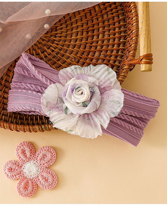 Babyhug Floral Applique Headband- Purple