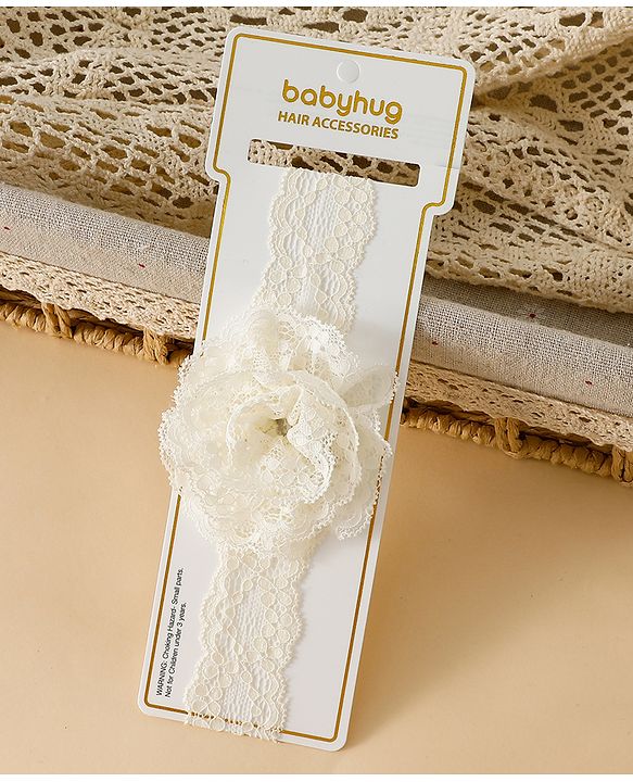 Babyhug Headband With  Floral Applique - Beige