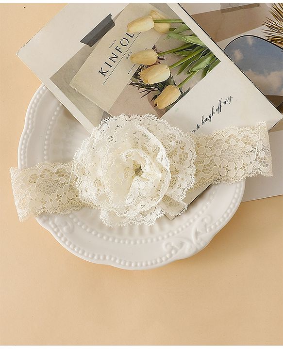 Babyhug Headband With  Floral Applique - Beige
