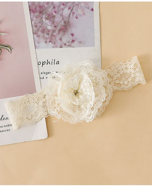 Babyhug Headband With  Floral Applique - Beige