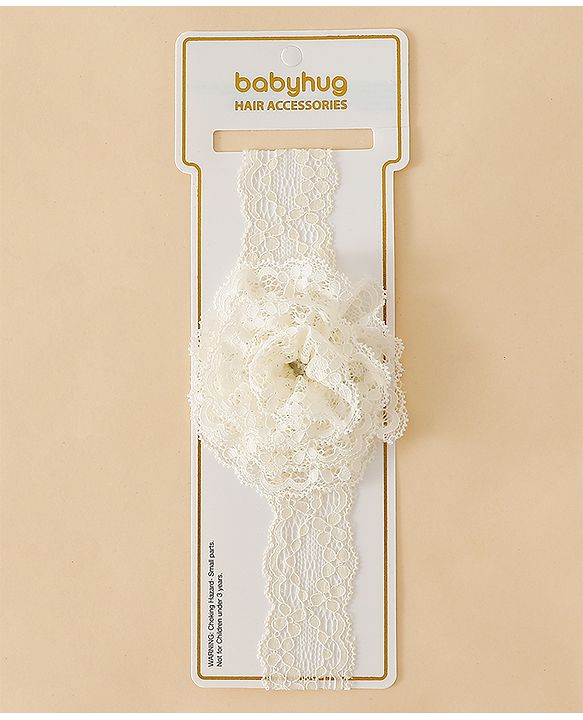 Babyhug Headband With  Floral Applique - Beige