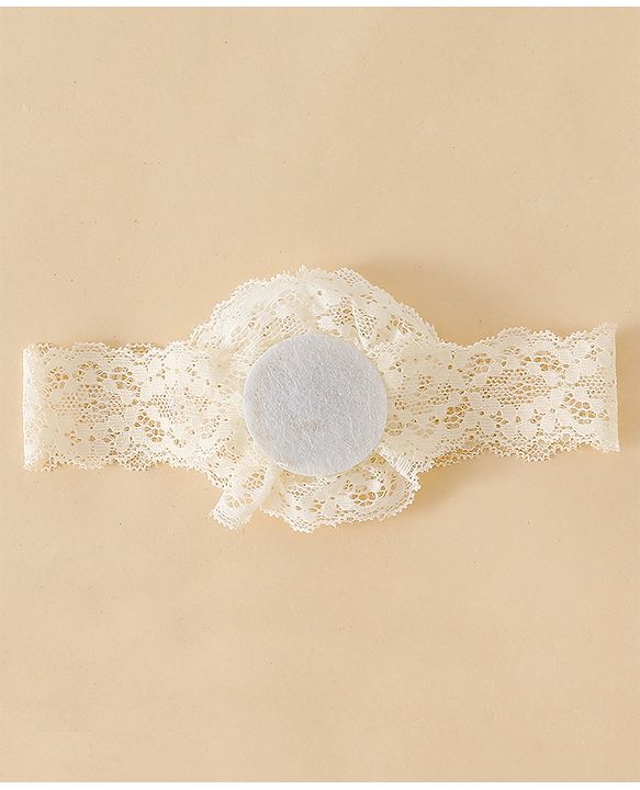 Babyhug Headband With  Floral Applique - Beige