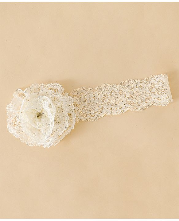 Babyhug Headband With  Floral Applique - Beige