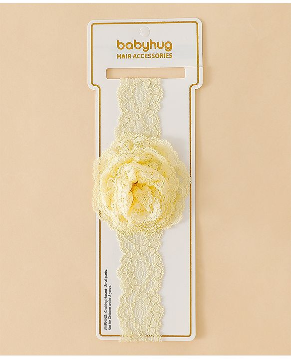 Babyhug Headband With  Floral Applique - Beige