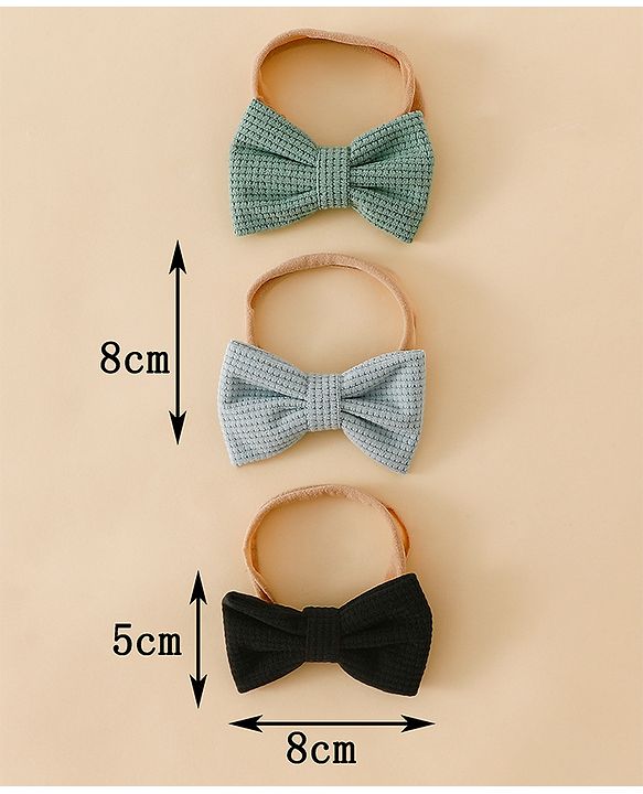 Babyhug Headband Bow Applique Free Size-Pack of 3-Red,Yellow,Black