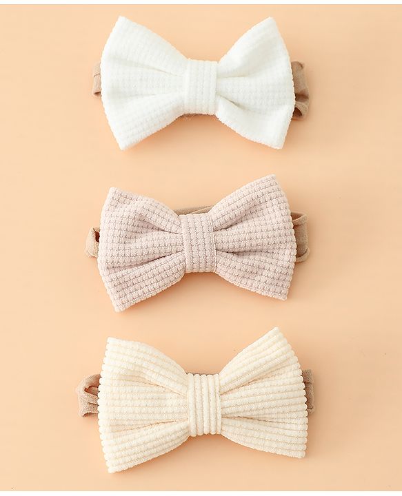 Babyhug Headband Bow Applique Free Size-Pack of 3-Red,Yellow,Black