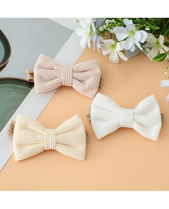 Babyhug Headband Bow Applique Free Size-Pack of 3-Red,Yellow,Black