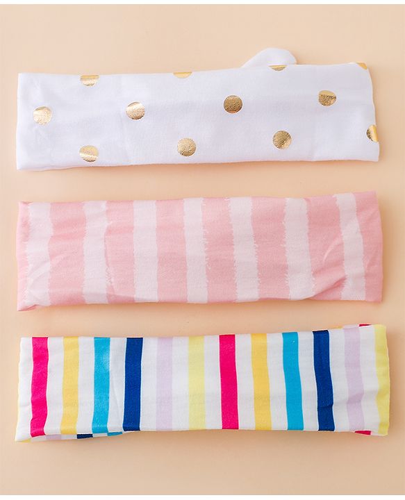 Babyhug Headbands With Bow Applique Pack of 3 - Pink & White